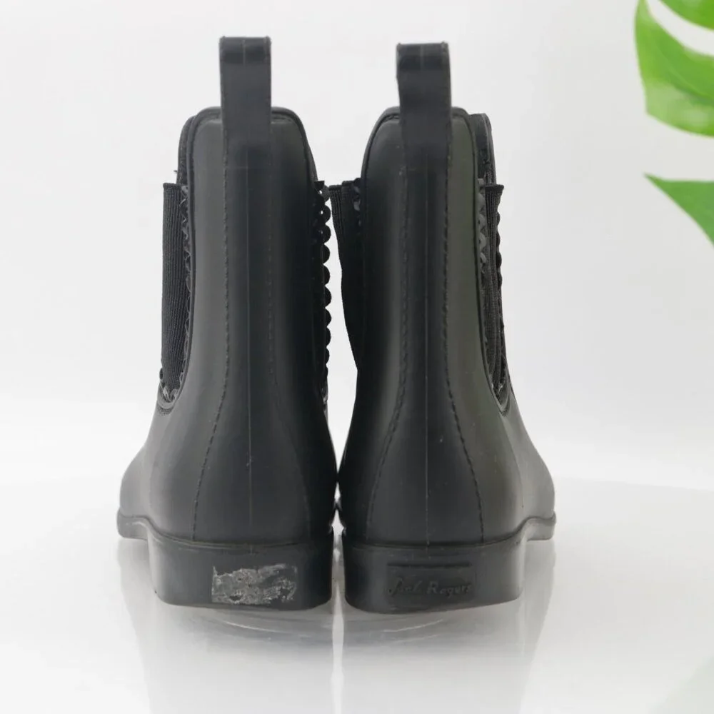 Jack Rogers Womens Sallie‎ Rain Boot Size 8 Black Rubber Pull On Chelsea Bootie